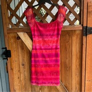 Y2K Red Orange Striped Bodycon Dress